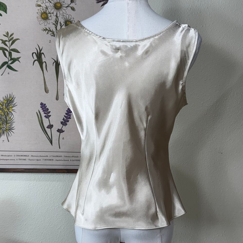 Vintage 90s Y2k Satin Lace Trim Sleeveless Top Romantic Dark Coquette Sexy S 6 - Picture 4 of 6